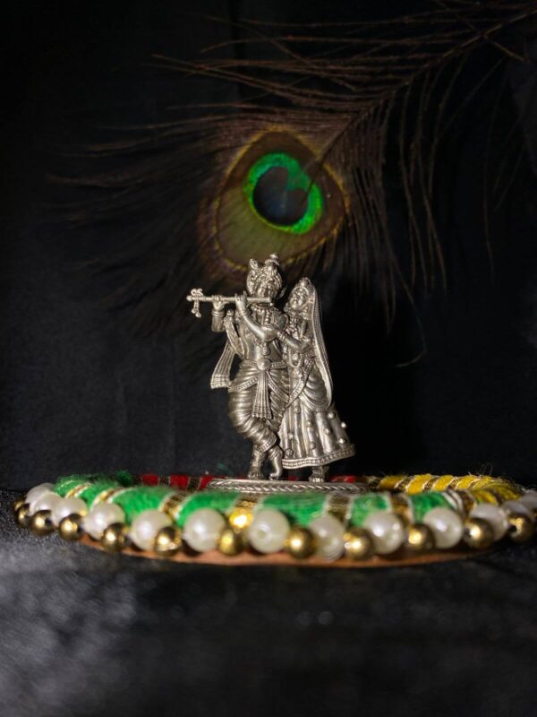 shri radhe krishna idol made with silver